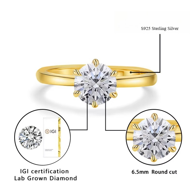IGI Certified 1ct Lab Grown Diamond Promise Ring, S925